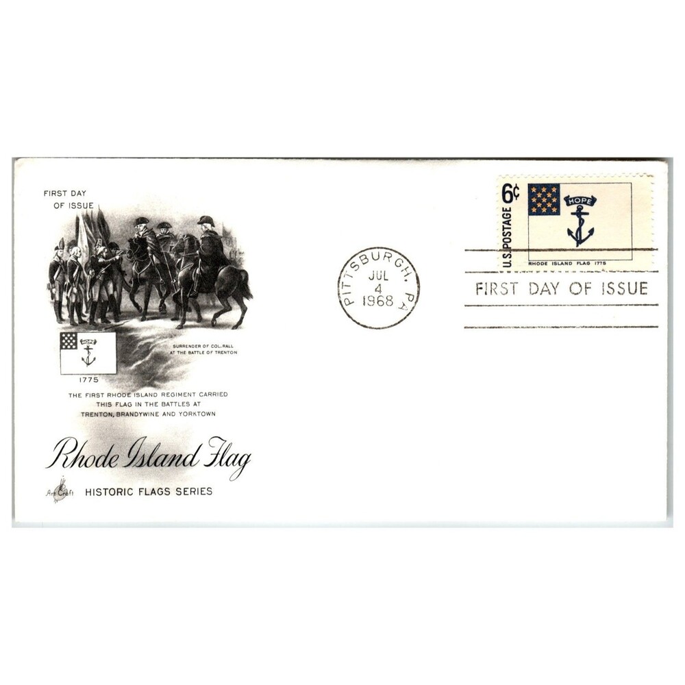 Scott #1355 1968 Rhode Island Flag First Day Cover FDC Artcraft Unaddressed